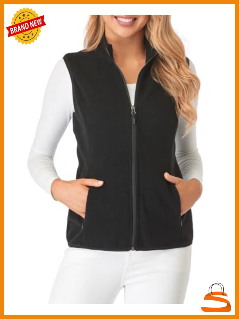 Fleece Vest with Zip Pockets Sleeveless Lightweight Layer